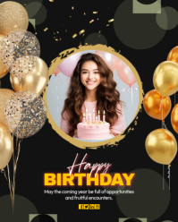 Black Joyful Birthday Celebration Instagram Portrait template