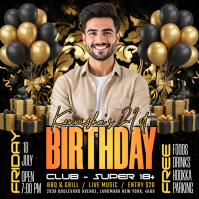 Black Joyful Birthday Celebration Instagram Post Instagram-Beitrag template