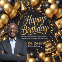 黑色 Birthday Celebration Post Instagram Template