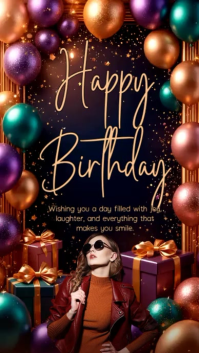 Black Joyful Birthday Celebration Instagram Story Video template
