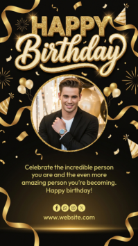 Black Joyful Birthday Celebration Instagram Story template