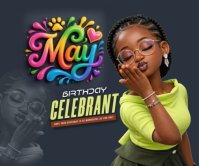 Black Joyful Birthday Celebration Large Rectangle Stort rektangel template