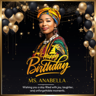 Black Joyful Birthday Celebration Square Vierkant (1:1) template