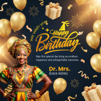 Black Joyful Birthday Celebration Square Isikwele (1:1) template