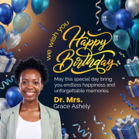 Black Joyful Birthday Celebration Square Vierkant (1:1) template
