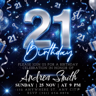 Hitam 21st Birthday Celebration Cuadrado Template