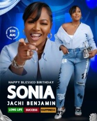 Black Joyful Birthday Flyer  Instagram Portrait template