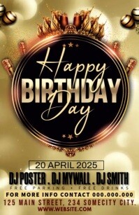 Black Joyful Birthday Half Page Wide template