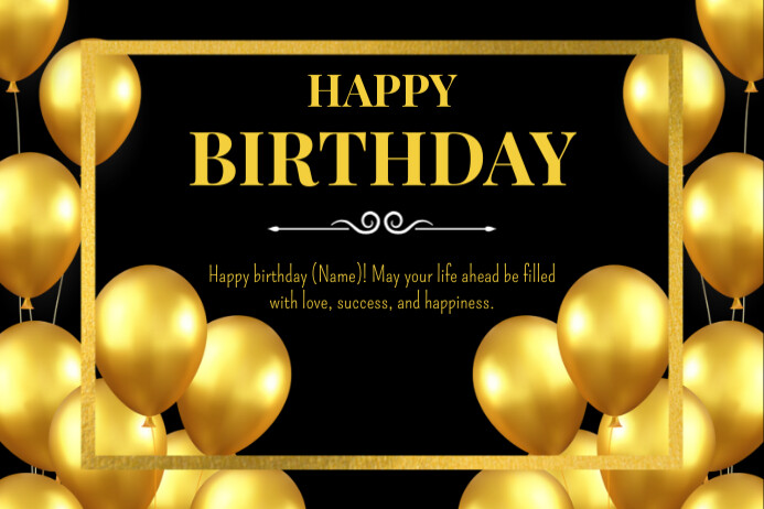 Black Joyful Birthday  Label Rótulo template