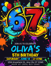 Czarny Birthday Party Invitation Iflaya Template
