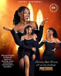 Black Joyful Birthday Party  Instagram Portrait template