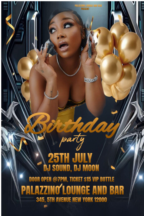 Black Joyful Birthday Party Poster Plakkaat template