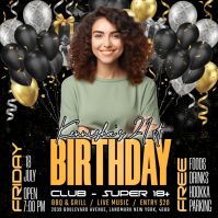 Black Joyful Birthday Party Square Quadrado (1:1) template