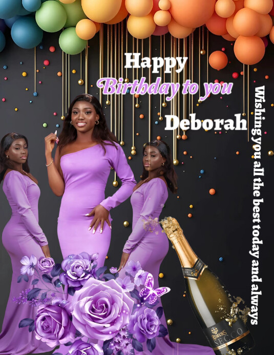 Black Joyful Birthday Poster  Flyer (us Letter) template
