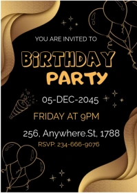 Black Joyful Birthday Template  A6