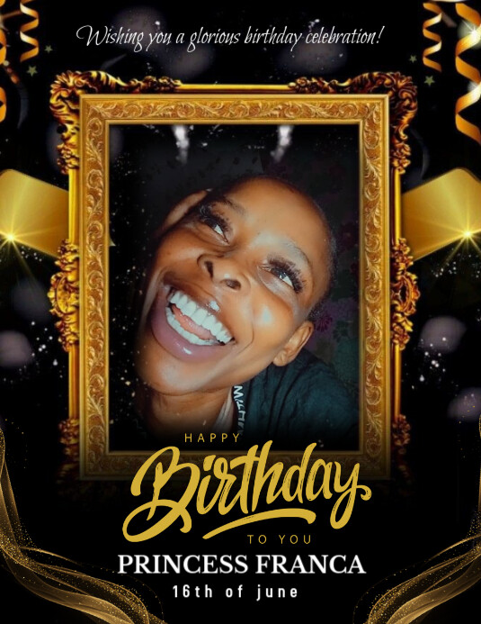 Black Joyful Birthday Template/ Birthday Flyer  Flyer (us Letter)