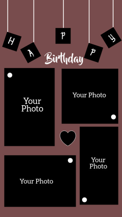 Black Joyful Birthday Vibes In Frames Template For You Event Instagram Story