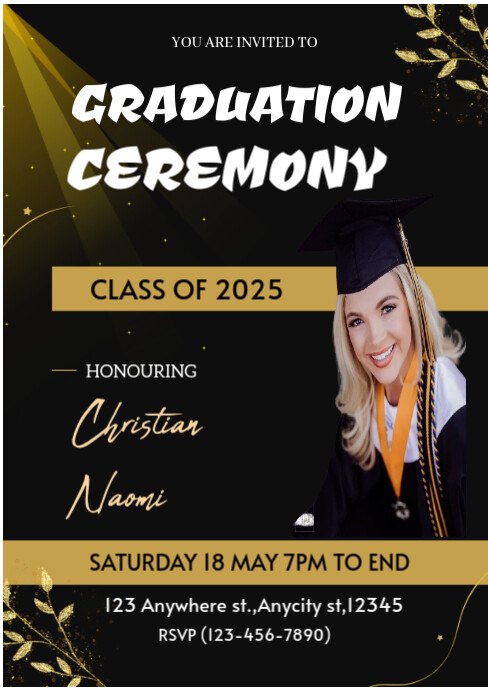 Gold Graduation Program Copy of Black Joyful Black And Gold Graduation Ceremony Design A5 ...