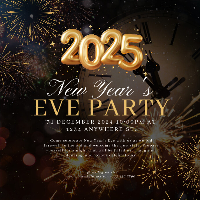 Black Joyful Black And Gold Modern New Year's Eve Party Instagram Post Instagram Post template
