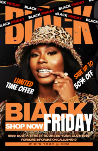 Black Joyful Black Friday Sale 50%sale Flyer Tabloid template