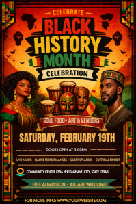 Black Joyful Black History Month Celebration Flyer Pinterest Graphic Ihluzo le-Pinterest template
