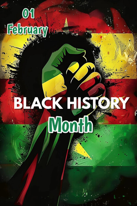 Black Joyful Black History Month  Pinterest Graphic template