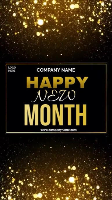 Black Joyful Black Yellow Gold White Happy New Month Design Video  Digital Display (9:16) template
