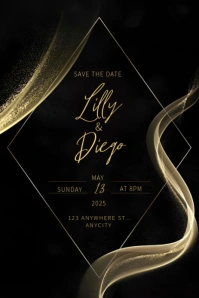 Black Joyful Blackgold Wedding Iv  Pinterest Graphic template