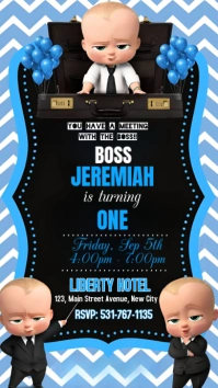 Black Joyful Boss Baby Birthday Party Flyer  Instagram Story template