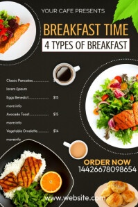 Black Joyful Breakfast Menu Poster Affiche template