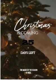 Black Joyful Brown And White Christmas Countdown  A4 template