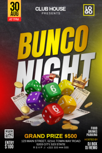 Zwart Bunco Night Event Poster Template