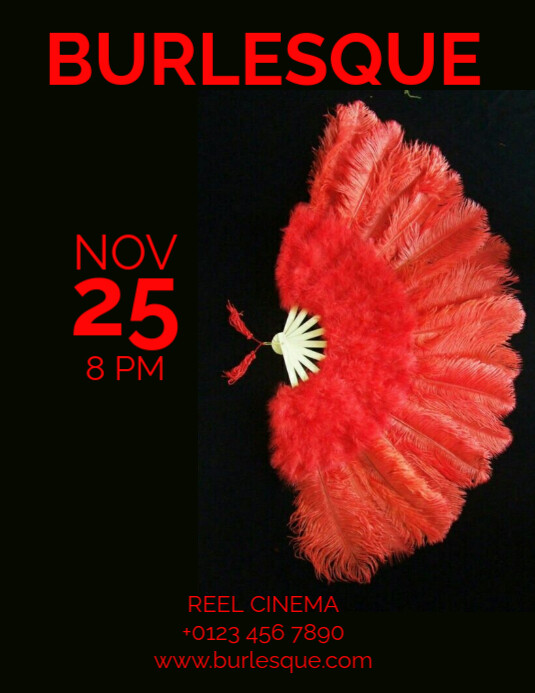 Black Joyful Burlesque Flyer (us Letter) Pamflet (VSA Brief) template