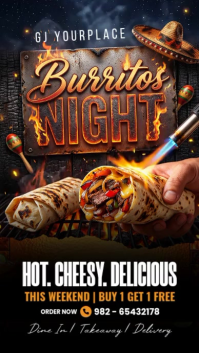 Black Joyful Burrito Night Promotion Instagram Story Video template