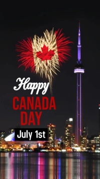 Black Joyful Canada Day Design Post Digital D 数字显示屏 (9:16) template