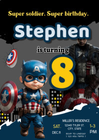 Black Joyful Captain America Birthday A4 template