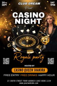 Black Joyful Casino Night Royale Party  Poster template
