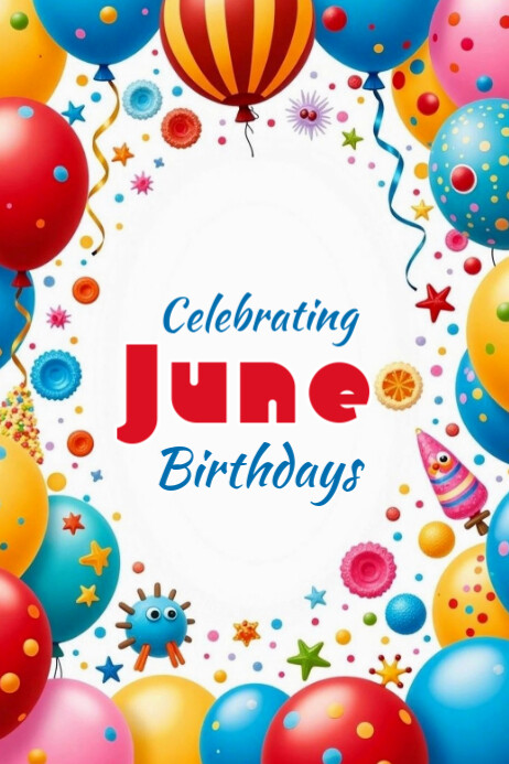 June Pool Banner Black Joyful Celebrating June Birthdays Banner 4' × 6' Template ...