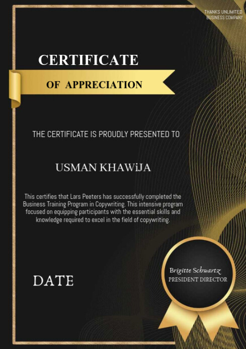 Black Joyful Certificate  A4 template