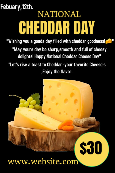 Plantilla de Black Joyful Cheddar Cheese Day Poster | PosterMyWall