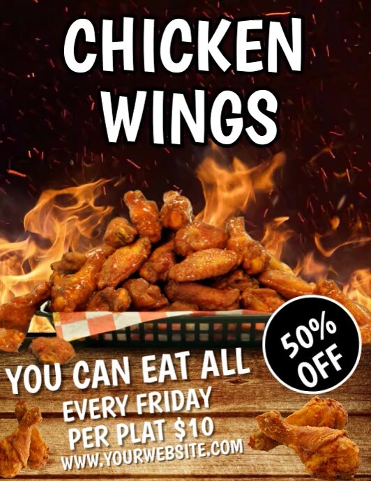 Black Joyful Chicken Wings Flyer (us Letter) template