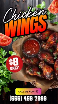 Black Joyful Chicken Wings Promotion Instagram Reel Video template