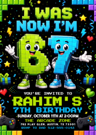 Black Children's Birthday Party A6 Template