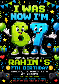 Black Birthday Invitation A4 Template