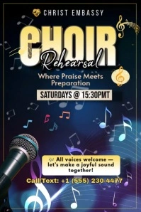 Black Joyful Choir Rehearsal Poster template