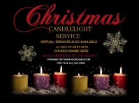 Black Joyful Christmas , Candle Light Service Video Yard Sign Znak podwórkowy template