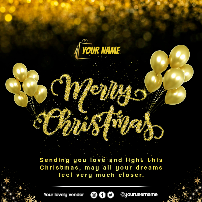 Black Joyful Christmas Card Instagram Post Template | PosterMyWall