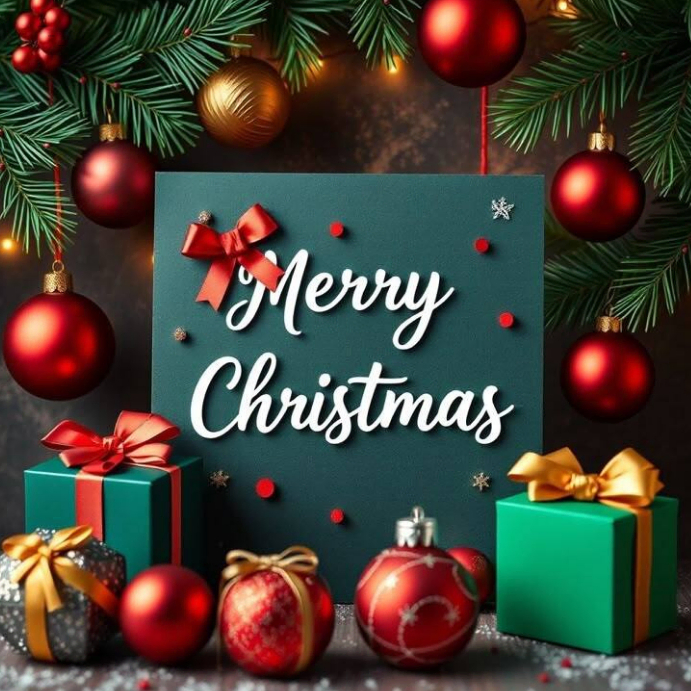 Black Joyful Christmas Greeting Card Instagram Post Template | PosterMyWall