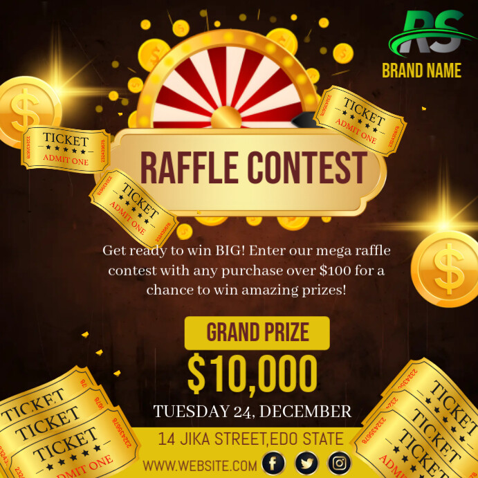 Free Raffle Post Black Joyful Christmas Raffle Contest Draw Instagram Post Template ...
