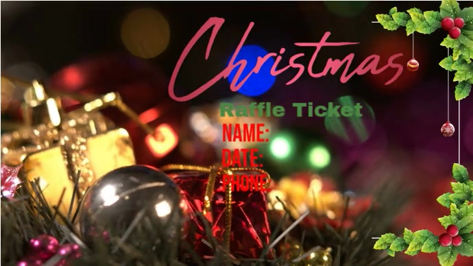 Black Joyful Christmas Raffle Ticket Digital Display (16:9) Template ...